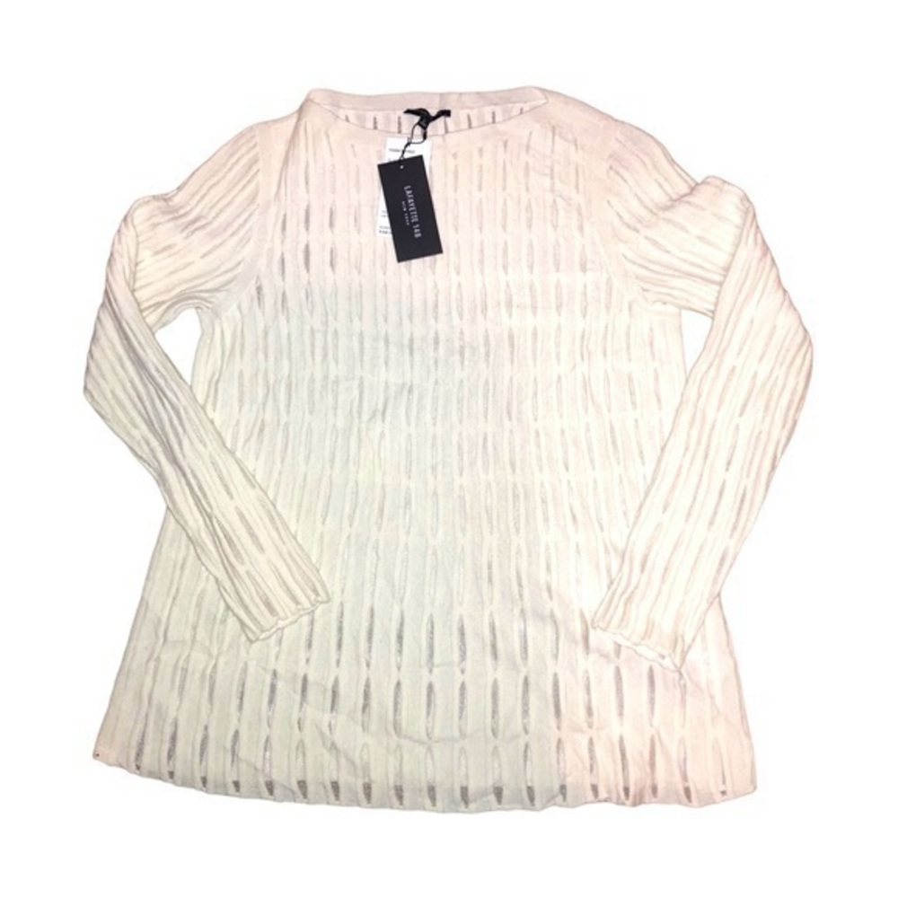 Lafayette 14 New York wool cashmere blend cream sweater $498 NEW